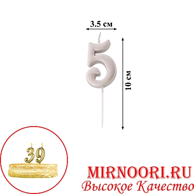 Свечи для торта  "Цифры"СЕРЕБРО"3336-5(1х600)