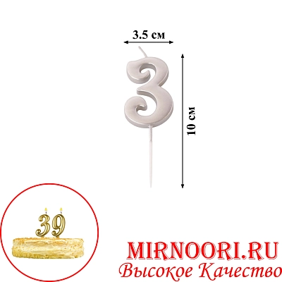 Свечи для торта  "Цифры"СЕРЕБРО"3336-3 (1х600)