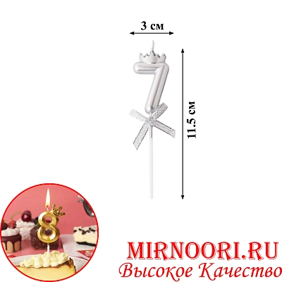 Свечи для торта Цифра СЕРЕБРО 3359-7 (1х600)