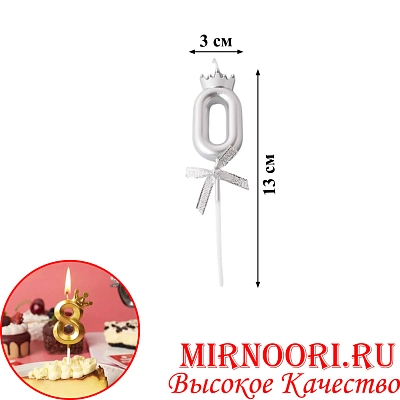 Свечи для торта Цифра СЕРЕБРО 3359-0 (1х600)